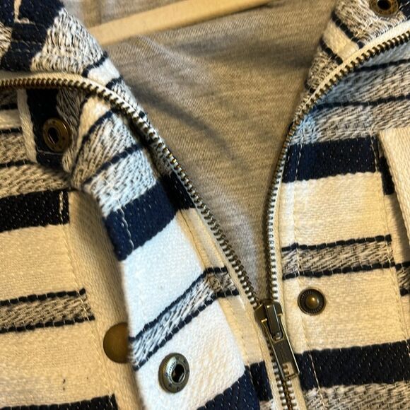 LOFT Breton Striped Nautical Jacket Blue White XS Beach Boat Vacation Preppy - Picture 10 of 12